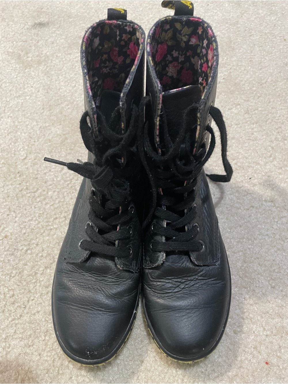 Dr. Martens Black Leather Combat Boots with AirWair Sole Women’s Size 6 - Picture 7 of 7